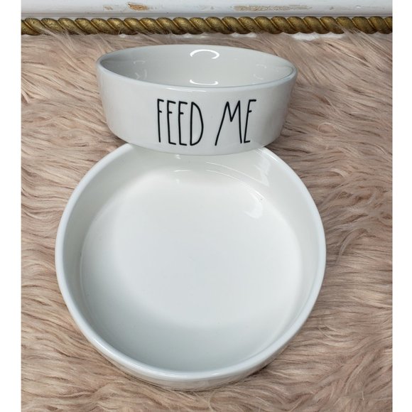NWOT RAE DUNN DOG /CAT FEED ME & WATER BOWL - 2 QTY - Picture 1 of 4